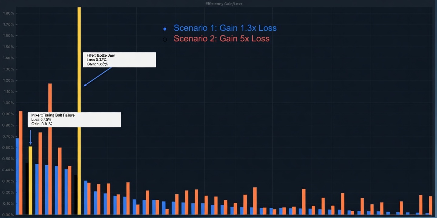 Gain/Loss chart — true system impact of each failure mode